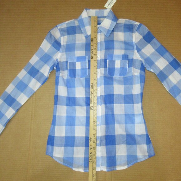 🌟 Aéropostale Blue & White Gingham Button-Up Shirt | Size Small | NWT - Picture 3 of 11